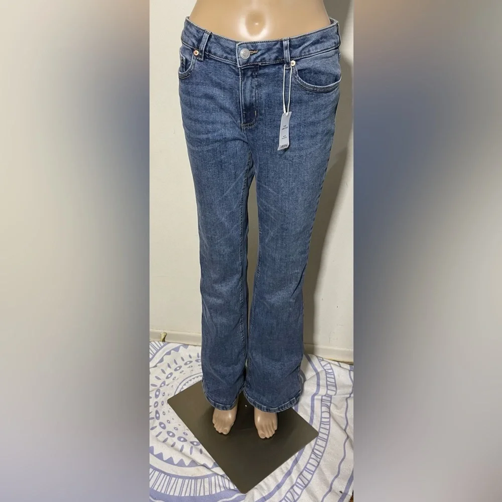 Sz 9 Ardene women’s mid rise flare leg blue jeans stretchy jeans - Picture 8 of 13